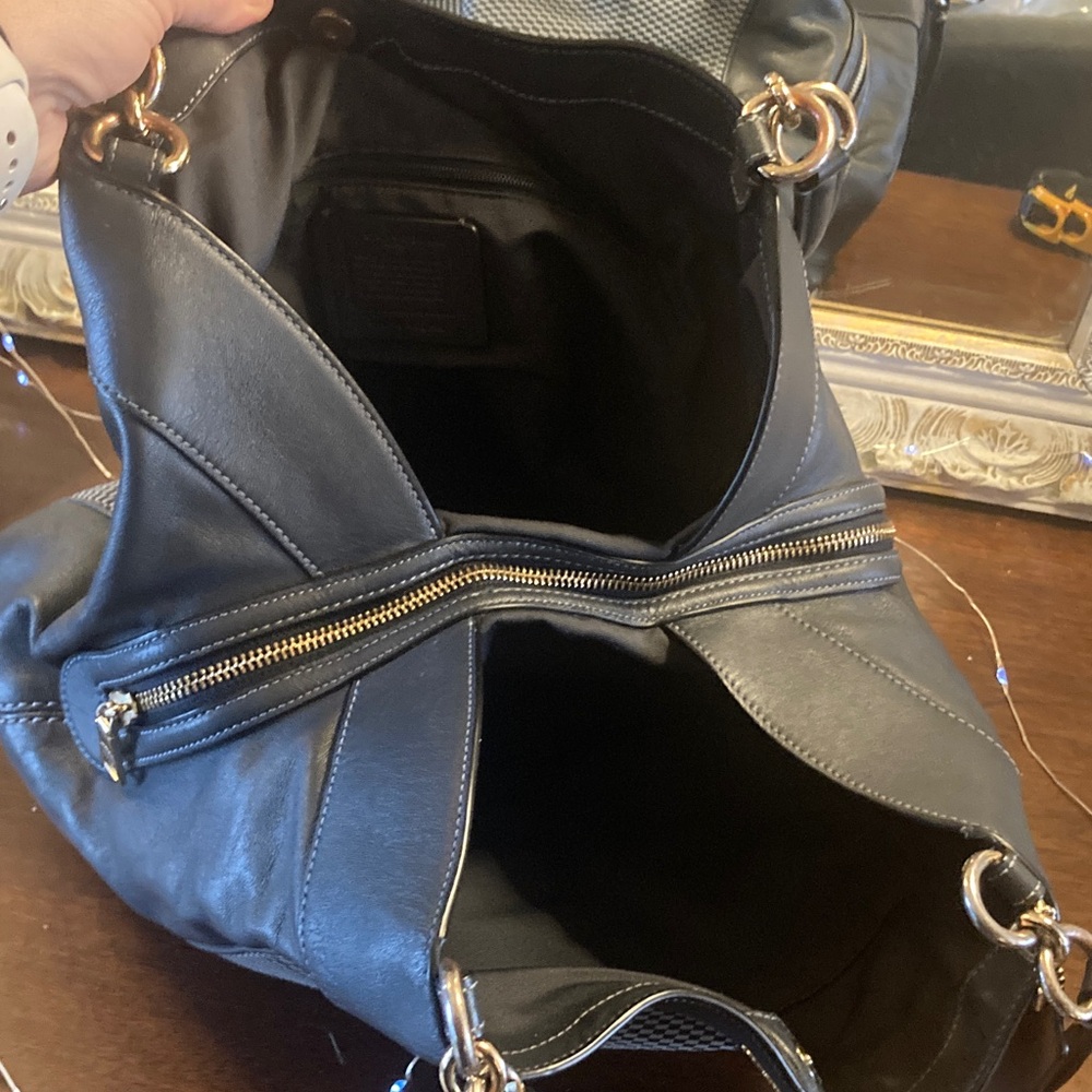 Genuine Coach  Lexy  Legacy Jacquard Blue and Black Checkered Shoulder Bag - Picture 12 of 17